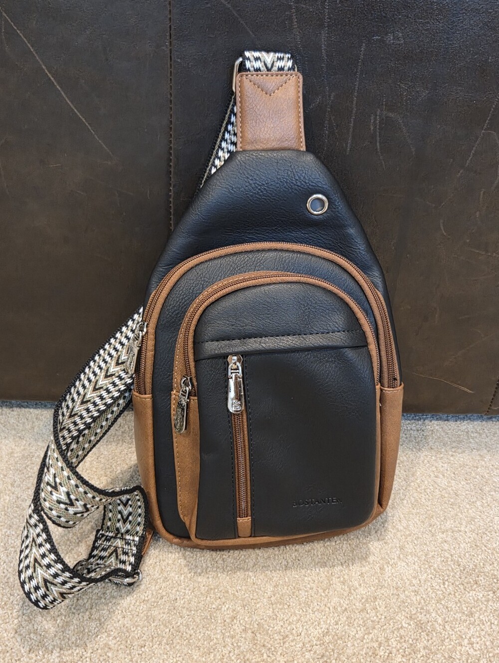 Bostanten Black & Brown Crossbody/ Sling Bag NEW